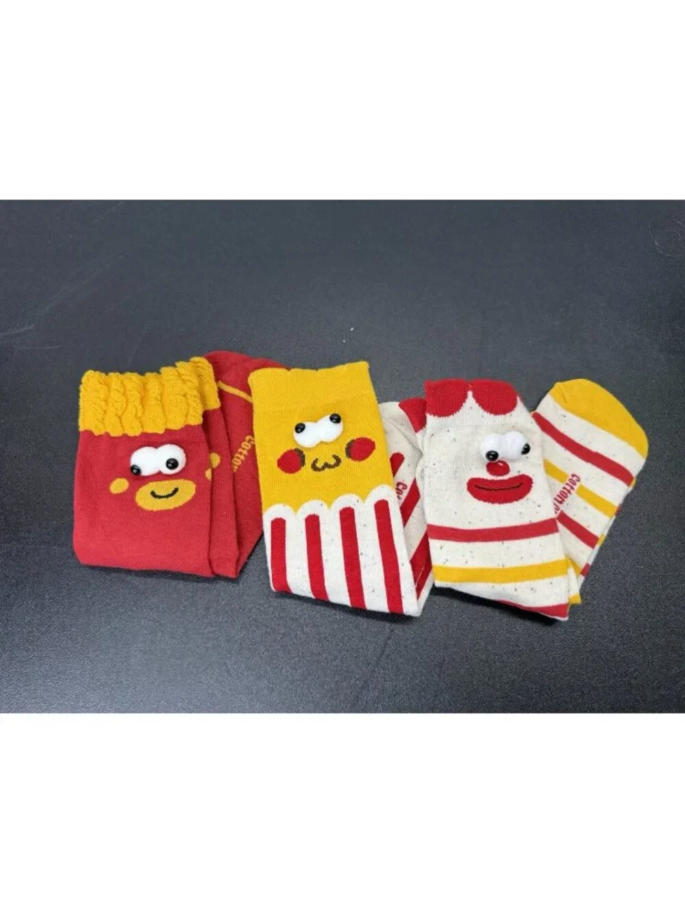 Funny Fast Food Fries Socks 3 Pairs Men Women Novelty Crew Unisex Gift
